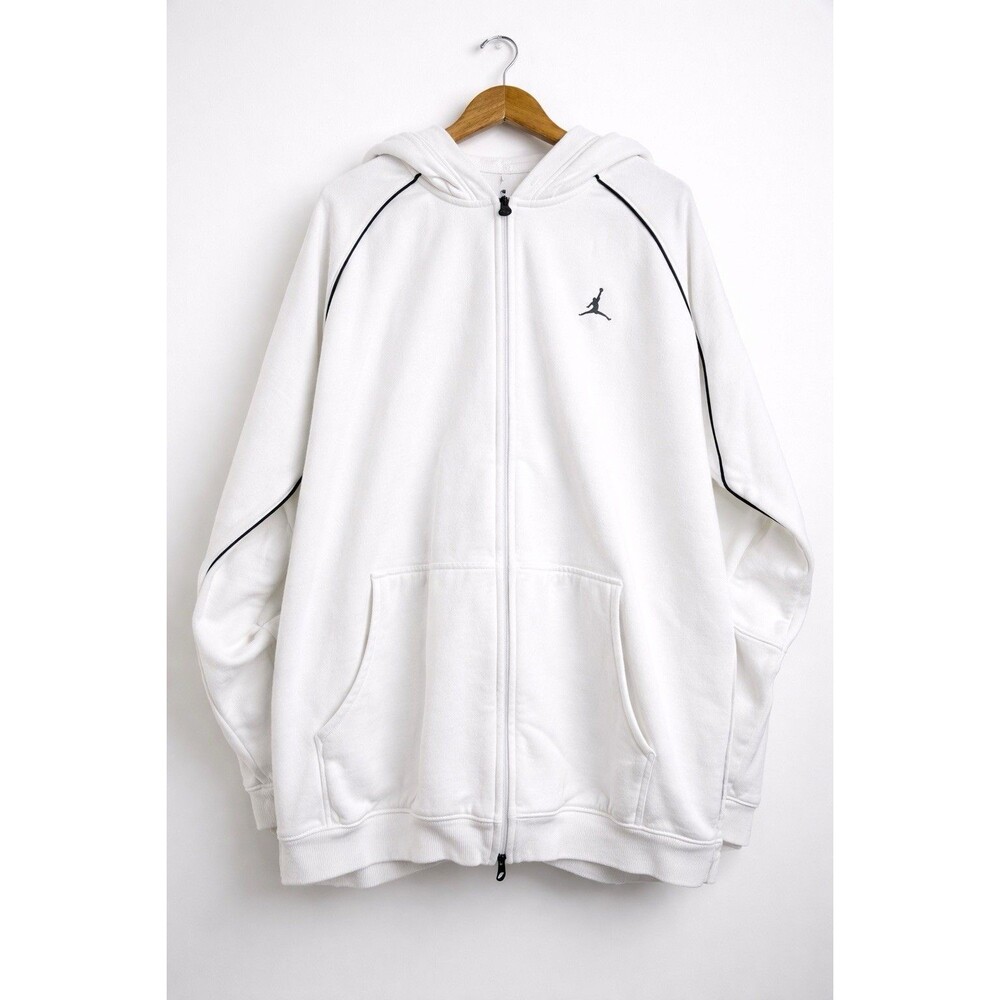 Nike Air Jordan White Full Zip Hoodie Jumpman Logo Oversized XL